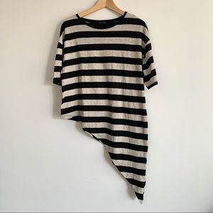 NWT Zara Asymmetrical Stripped T-Shirt
